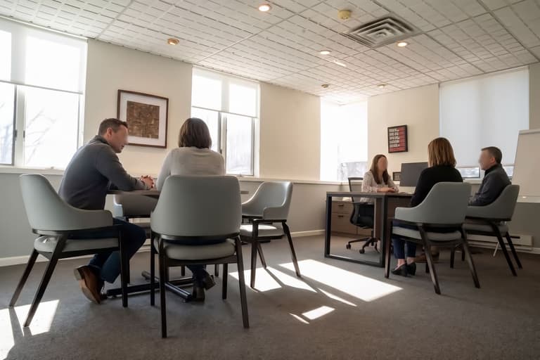 Small-group therapy session at Valley Spring Recovery Center in Norwood, New Jersey